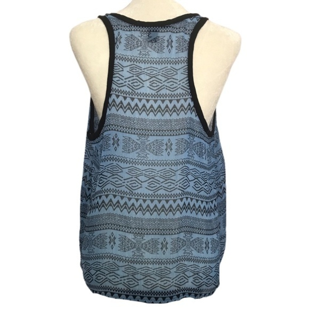 Blue & Black Aztec Pattern Racerback Babydoll Tank